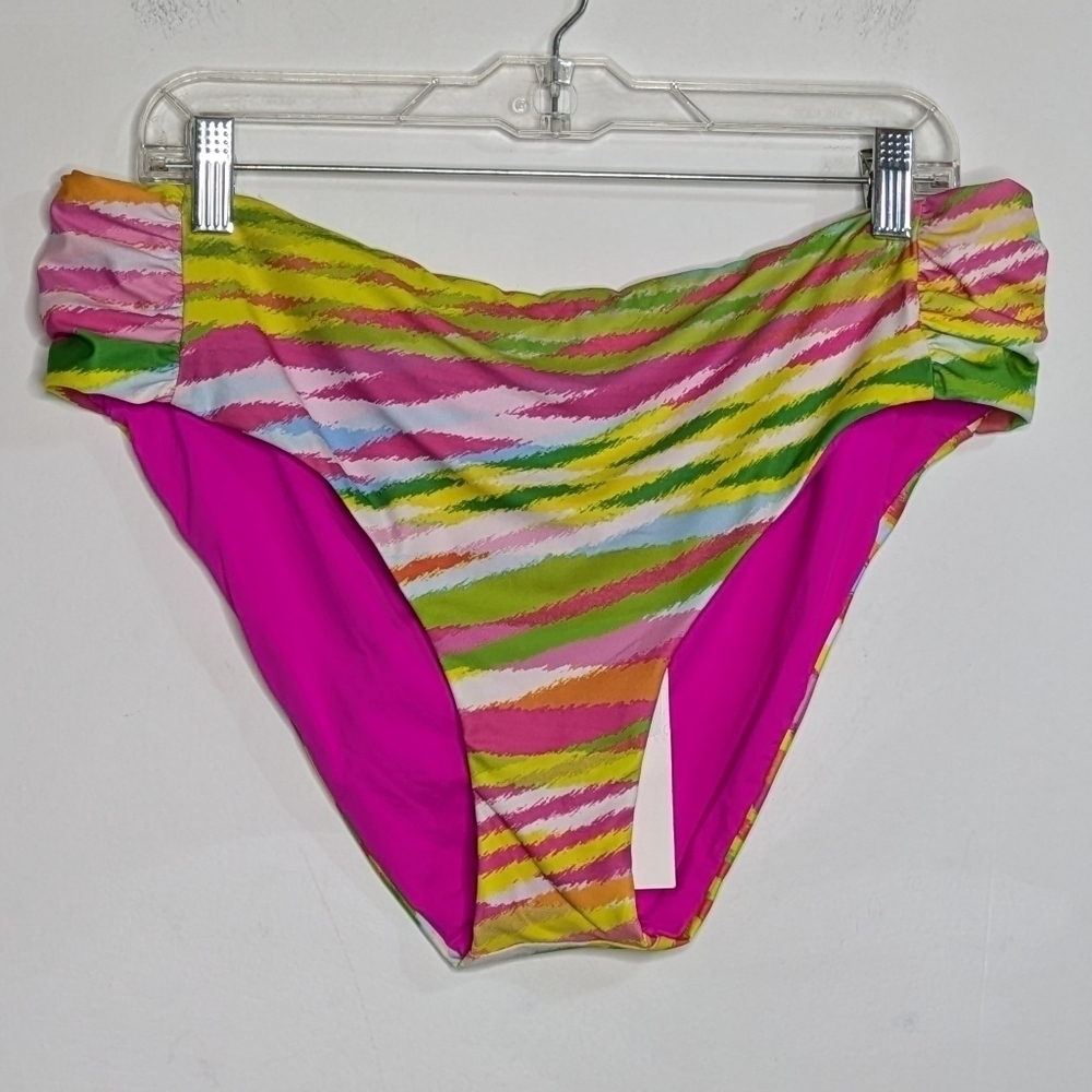 NWT Becca pink yellow green bikini bottom 2X